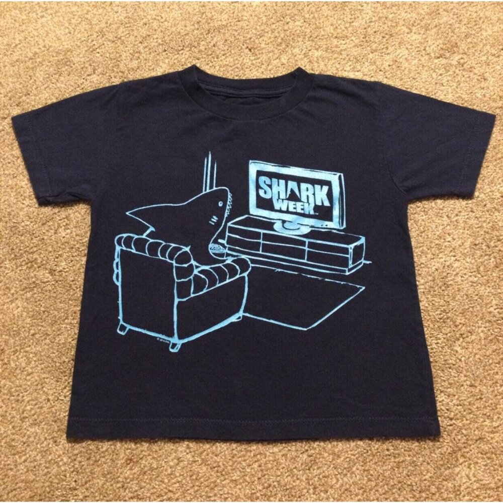 4T VGUC Blue Shark Week Tee